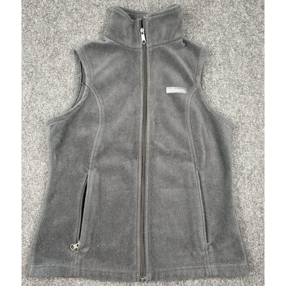 Columbia Womens Benton Springs Fleece Vest Charcoal Gray Full Zip Small